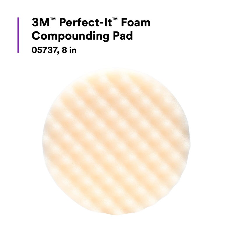 Perfect-It 3M Foam Compounding Pad, 05737, Inset, Single Sided, Hook and Loop, 8 in , White - Image 3
